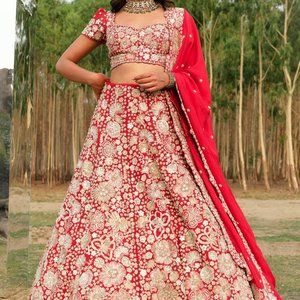 Bridal Lehenga WORN ONCE: Mishru Ilya Embroidered Wedding Lehenga Set